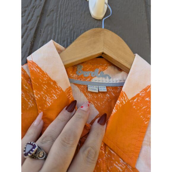 Boden Natural Fiber Cotton Orange Sleeveless Button Blouse 6 Camp Vacation - Picture 4 of 7